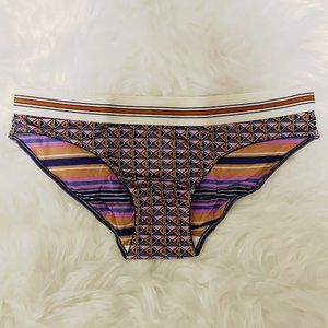 Victoria's Srecet Striped Waistband Bikini Panty Geometric Print Small